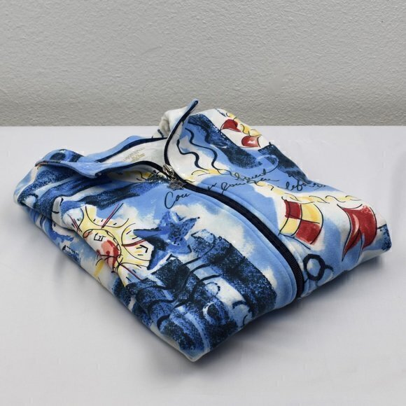 Allison Daley 3/4 Sleeve Full Zip Jacket Nautical Pattern Size PL Gently Used - Picture 1 of 6